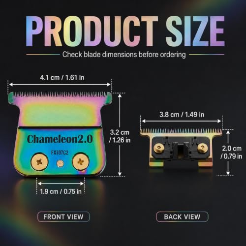 7 Colorful Replacement Blades for BaBylissPRO FX787 & FX726 Trimmers - Outlining & Detailing