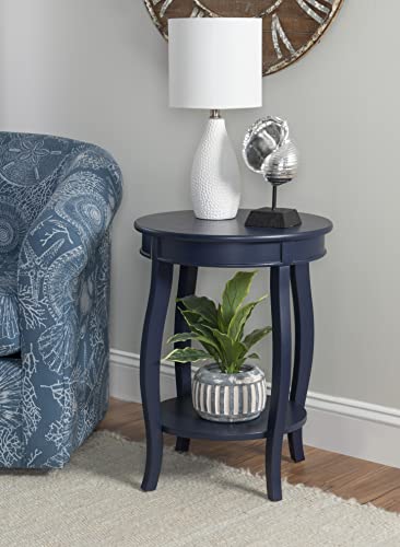 Navy Blue Round Side Table with Shelf - Powell Phipps Variation