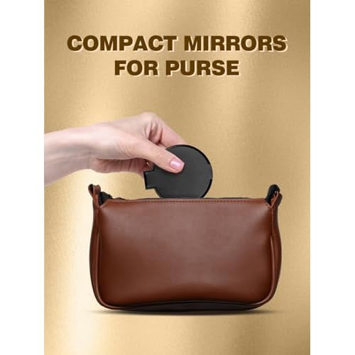 Qislee Compact Mirror Bulk, Round Makeup Mirror for Purse, Set of 200 (Black)