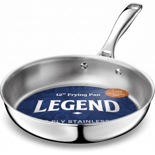 12-Inch 5-Ply Stainless Steel Frying Pan - Induction Safe, Oven Safe 800°F