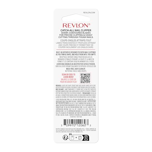 Revlon Catch-All Nail Clipper, Manicure Tool with a Contoured Blade & Built-in Nail Catcher for Mess-Free Grooming, 1 Count