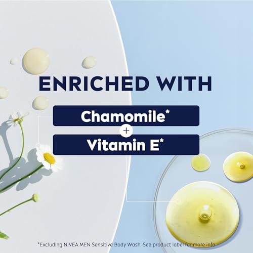NIVEA MEN Sensitive Skin Care Set for Men, Face Wash, 5 Fl Oz + Body Wash, 16.9 Fl Oz + Shave Gel, 7 Oz + Soothing Post Shave Balm, 3.3 Fl Oz + Face Lotion SPF 15, 2.5 Fl Oz