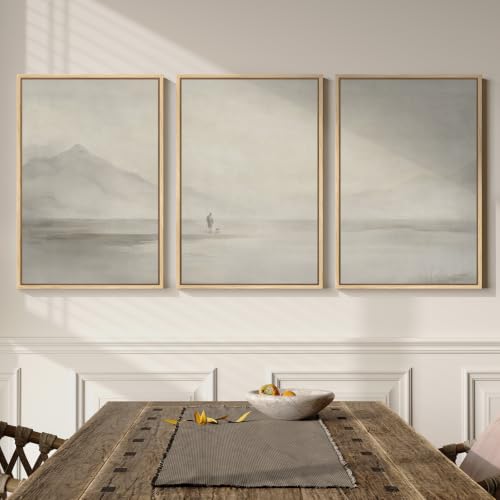 16x24 Inch Christian Wall Art Prints Set - Jesus Leaving the 99 Sheep, Neutral 3-Piece