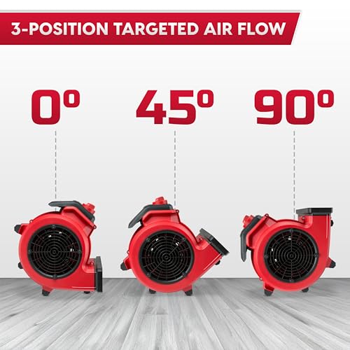 Vacmaster AM201-1101 Red Air Mover & Fan 550 CFM for Drying Cooling