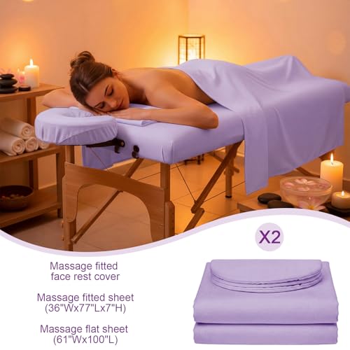 Oudain 2-Piece Microfiber Massage Table Sheets Set - Purple