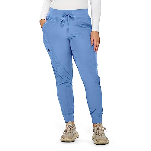 Monarch Uniforms Womens Ribbed Jogger Scrub Pants - Medium Petite Ceil Blue