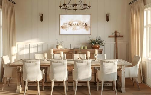 Christian Last Supper Wall Art Canvas with Floating Frame - Religious Home Decor 12x16 in