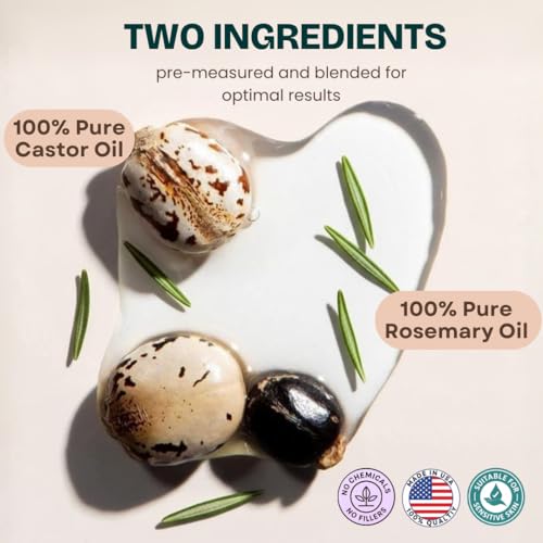 Rosemary Castor Oil for Hair Growth - Glass Bottle 16 Fl Oz - Live Fraiche