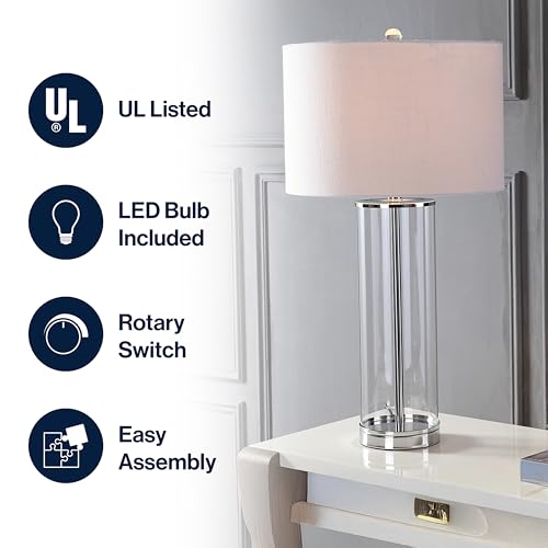 Jonathan Y Collins Glass Table Lamp 29in - Clear/Chrome