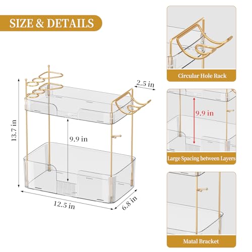 Bathroom Counter Organizer for Vanity - Clear 2 Tiers, Large Capacity Storage Rack
