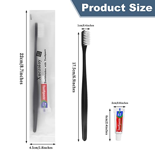 Disposable Toothbrushes with Toothpaste Pack of 50 - Black Travel Hygiene Kits
