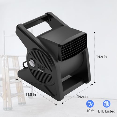 Shinic 15-Inch Utility Pivoting Blower Fan - Black, 375 CFM, Work & Garage Use
