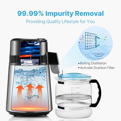 VEVOR 4L Water Distiller - Silver Home Countertop Purifier with 750W Power