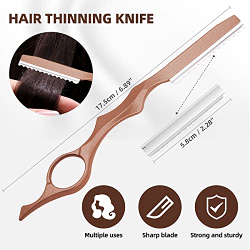 XUGOU Professional Hair Cutting Scissors Set Brown - Stainless Steel Barber Shears, Thinning & Straight Scissors, Salon Gift