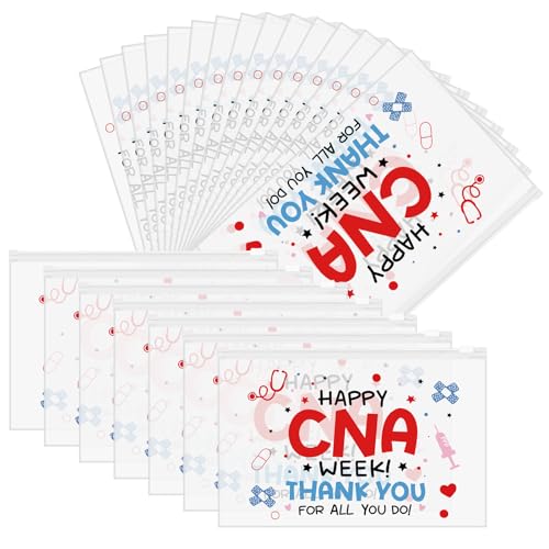 CNA Week Appreciation Gift Bags - 120 Bulk EVA Makeup & Cosmetic Pouches with Zipper - Assistants Week