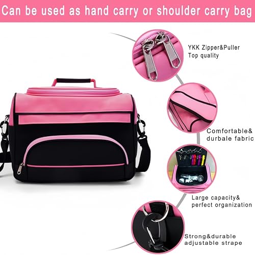 Hairdresser Barber Bag Large Capacity With Adjustable Strap Professional Cosmetology Case Hairstylist Traveling Bags For hair stuff and supplies for Salon Pink Hair Tools Bag