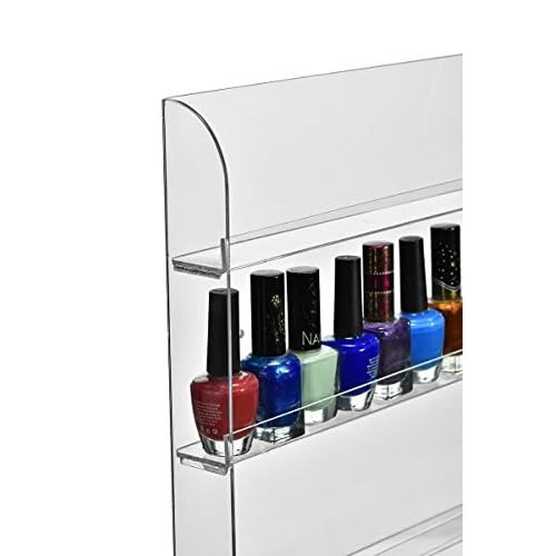 AMT Acrylic Nail Polish Racks for the Wall, Clear Nail Polish Display, Essential Oils Organizer. Holds up to 96 Bottles. Plus a Microfiber Cloth for Cleaning Purposes