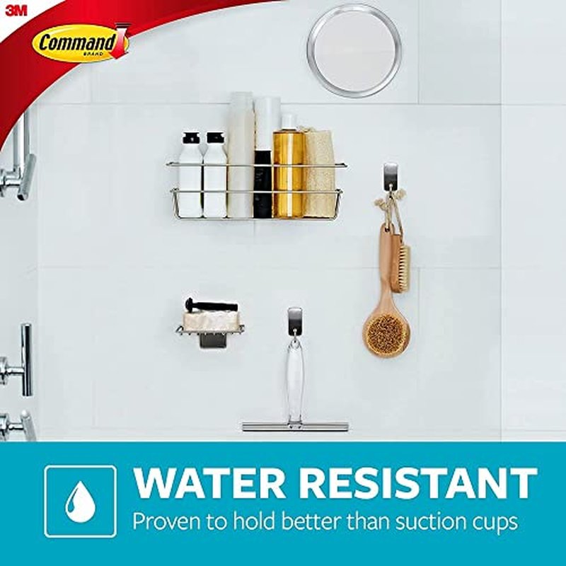 Command Bath Mirror, 2-Pack of 1 Mirror and 2 Water-Resistant Strips, Damage Free Bathroom Organization