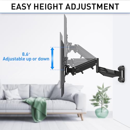 26-55 Inch Adjustable TV Wall Mount with Full Motion Articulating Spring Arm for Flat & Curved Screens