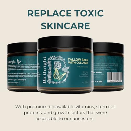 Birthright Grass-Fed Beef Tallow Face Moisturizer with Collagen – 2 oz