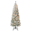6ft Pre-Lit Flocked Artificial Christmas Tree - Slim Acacia Holiday Decor - Variation of THIS listing: 5ft 11in