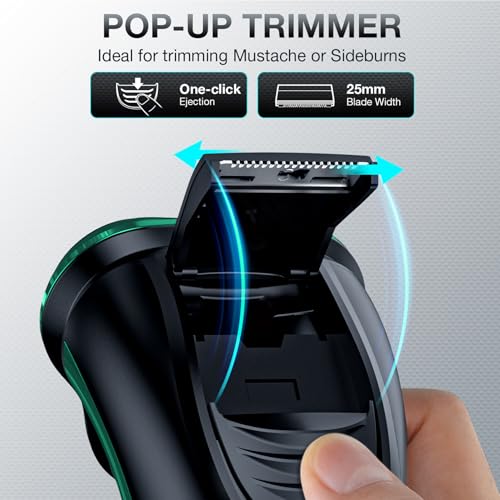 Electric Razor for Men, Cordless Rechargeable Rotary Shaver with Pop-Up Trimmer, IPX6 Waterproof Wet & Dry Electric Razor, Includes Charging Stand ? Mens Electric Shaver for Face and Travel