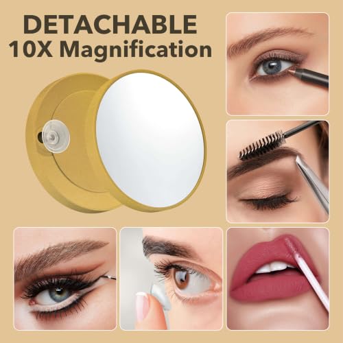 Gold 13.9" x 12" LED Vanity Mirror with Lights, Touch Control