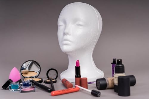 Female Styrofoam Wig Mannequin Heads - 11 Inch Practice Models, 3-Pack with Round Base