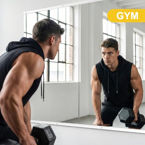 LAWADA 50”x25” Wall Mirrors for Home Gym - Silver, 2 Pack, Full Length Fitness Mirrors