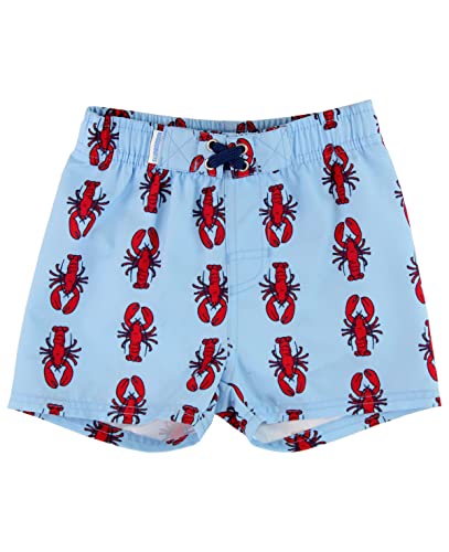 12-18 Months Boys Animal Pattern Swim Trunks with UPF 50+ Sun Protection - My Little Lobster Variation