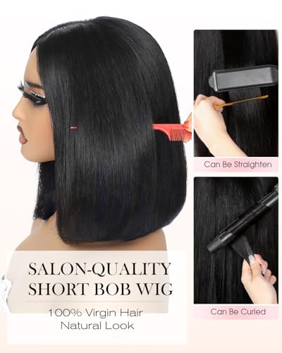 Tunfinished 13x6 HD Lace Bob Wig Human Hair 10 Inch Pre-Plucked Natural Straight Short Wig