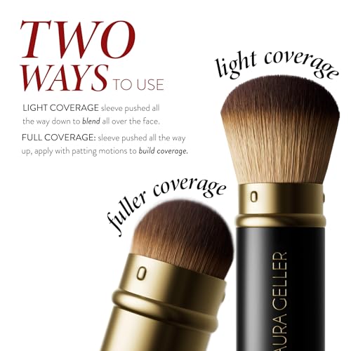 LAURA GELLER Baked Balance-N-Glow Illuminating Color Correcting Foundation - Light - Retractable Airbrush Kabuki Brush (2 PC)