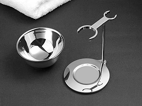 Luxury Shaving Razor & Brush Stand with Soap Bowl - Compatible with Manual & Gillette Razors
