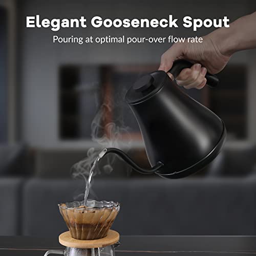 Mecity Matt Black 0.8L Gooseneck Electric Kettle 1200W - Temperature Control, Auto Shut-Off, Tea & Coffee