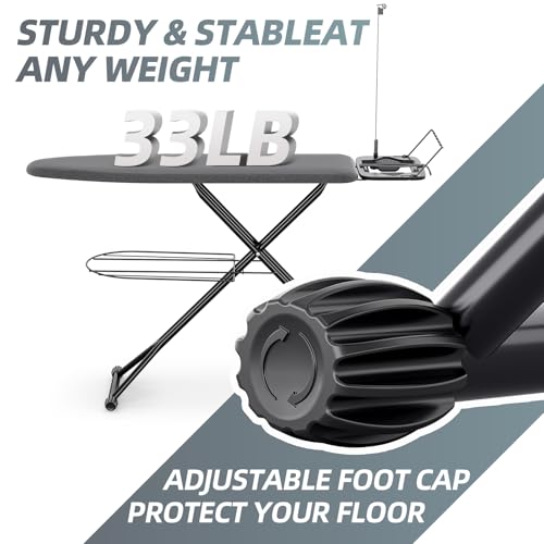 KINGBOARD Black Multi-Functional Ironing Board with Clothes Shelf & Cord Holder