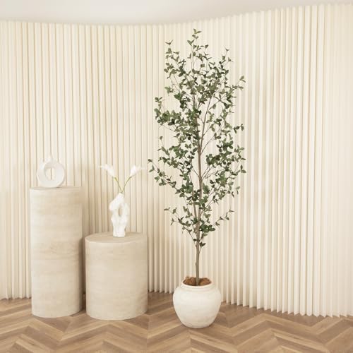 7ft Faux Quince Leaf Tree with Realistic Trunks - Artificial Garden & Home Decor