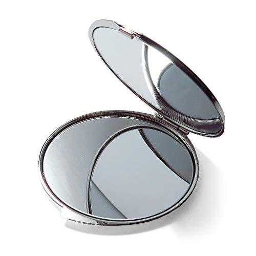 MADDesign Mother of Pearl Compact Mirror with Cranes & Apricot Tree Design - Travel Makeup Mirror, 2.5x Magnification