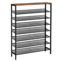 8-Tier Shoe Rack for Entryway - Large Capacity Shoe Organizer, Rustic Brown & Black, 39.4W Variation of THIS listing