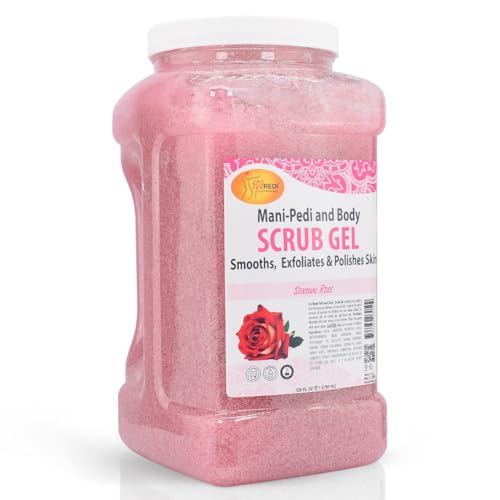 SPA REDI ? Sensual Rose Pumice Scrub Gel, Exfoliating, Hydrating & Nourishing, Infused with Hyaluronic Acid, Amino Acids, Panthenol and Comfrey Extract for Glowy Smooth Skin ? 128oz Gallon