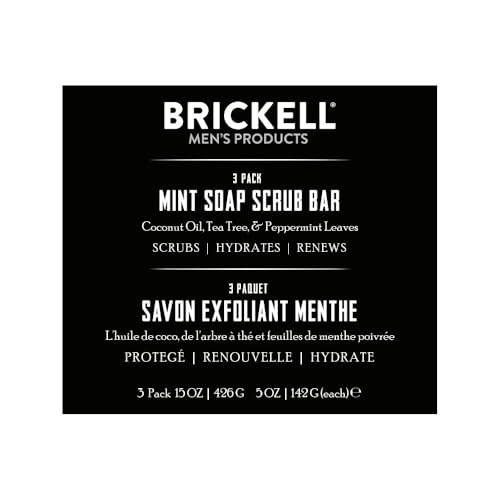 Men's Mint Exfoliating Soap Bar 3 Pack - Handmade with Tea Tree, Coconut & Olive Oil