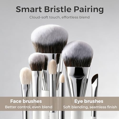 7-Piece Makeup Brush Set with Travel Bag for Face & Eyeshadow - Professional Quality