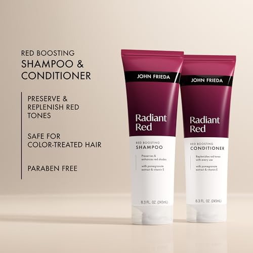 John Frieda Radiant Red Boosting Shampoo & Conditioner Set - 8.3 oz Pack of 2, New Packaging