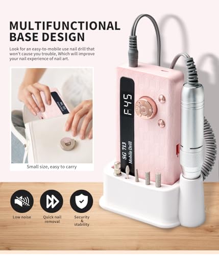PowerRider Professional Electric Nail Drill Kit 45000RPM with 11 Bits & LED Screen for Salon & Home Use