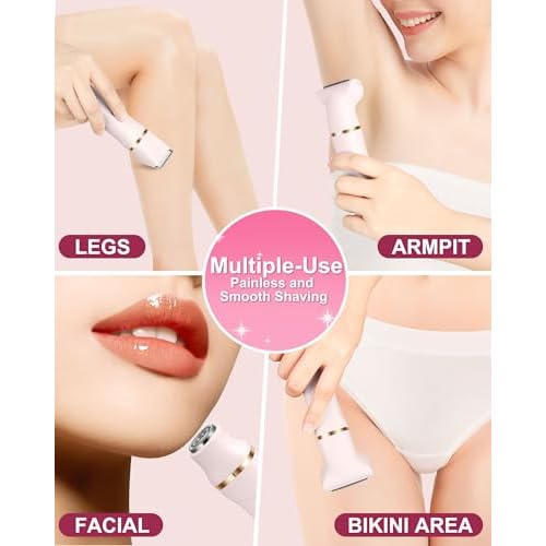 Bikini Trimmer for Women,3-in-1 Bikini Shaver Electric Razors for Womens Face, Legs,Bikini Line Armpit, IPX7 Waterproof, USB-C Rechargeable,Travel Trimmer, Pink