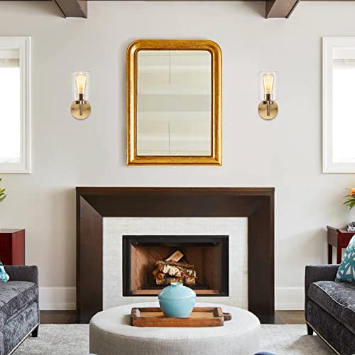 Brass Wall Sconces Set of Two - Modern Gold Bathroom Light Fixtures - Brass 2 Pack