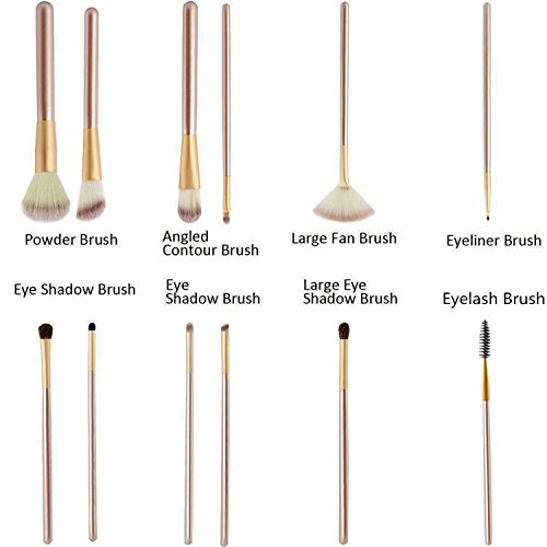 Pro Kabuki Makeup Brush Set 12Pcs: Soft Horse Hair + Synthetic Bristles for Face/Eye Makeup - Travel Case Included