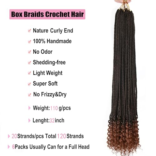 32 Inch Black Crochet Braids French Curl Hair Extensions with Curly Ends - 6 Packs