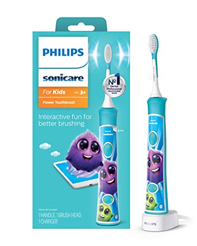 Kids Electric Toothbrush Bluetooth Rechargeable Sonic Power Brush - Turquoise 1 Pack