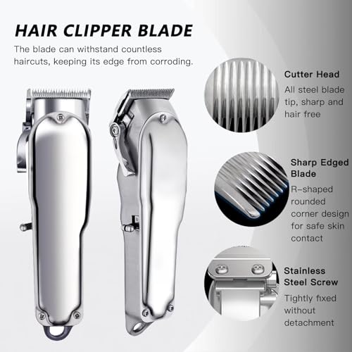 Upgraded Steel Hair Clipper Blade for Wahl Precision MC3 Blades, Pack of 2 Steel Blades Replacement for 2-Hole Standard Wedge 5 Star Legend Clippers