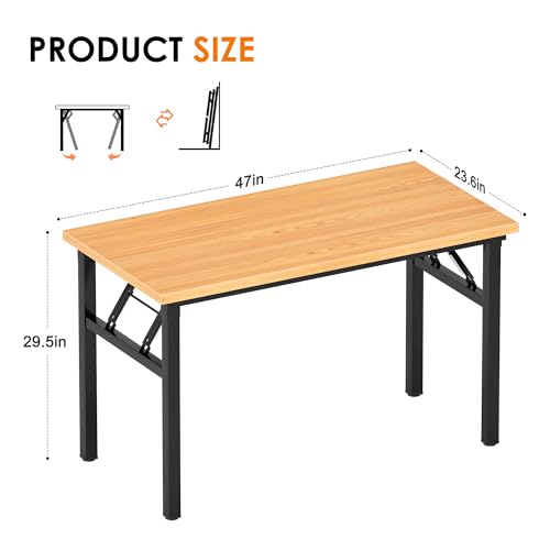 Folding Laptop Desk 47.2x23.6 in Teak & Black Frame Office Computer Table